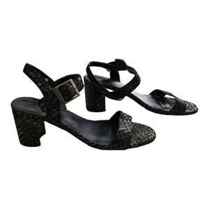 Vaneli‎ Snakeskin Block Heel Ankle Strap Sandals Size 8 W Wide